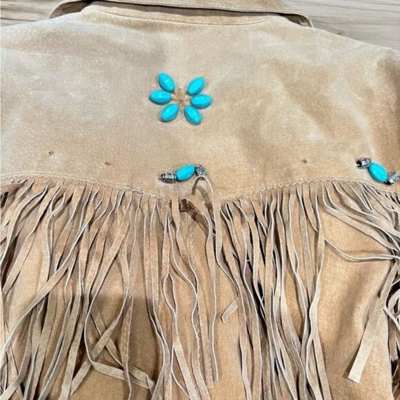 Ruidoso by Montecarlo Leather Fringe Beaded Jacket Women’s Medium - Picture 4 of 7